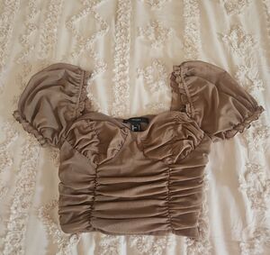 Forever 21 Brown Puff Sleeve Blouse